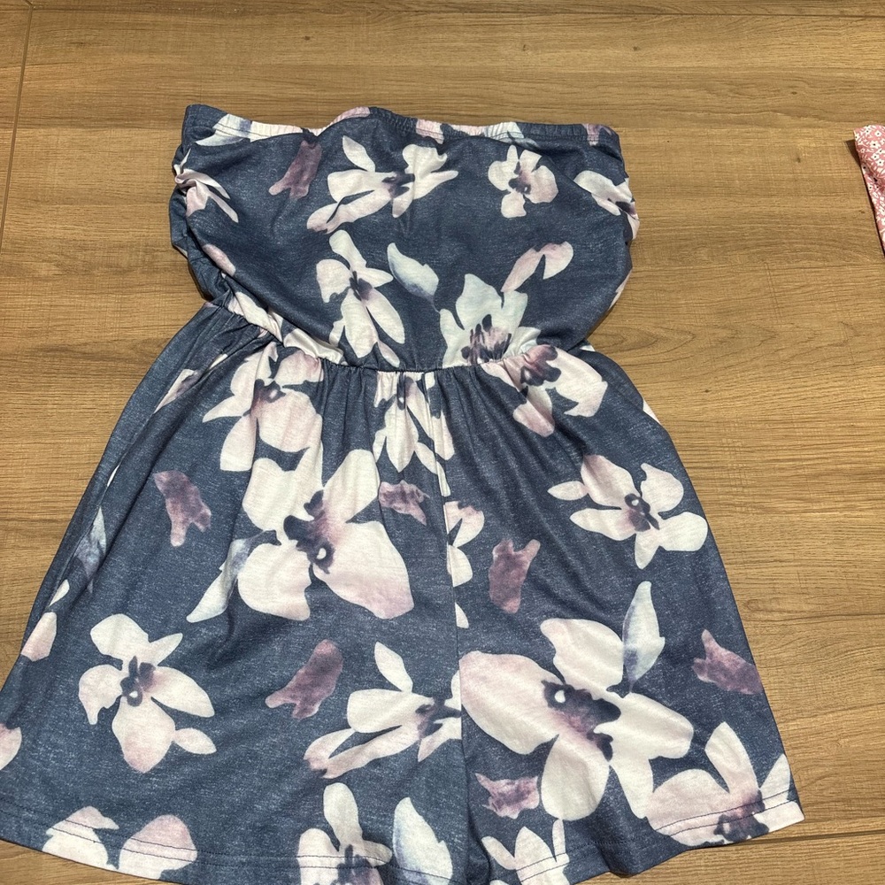 Floral Romper in Blue and Pink